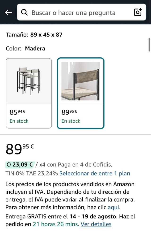 Mesa alta cocina + 2 taburetes Nuevo en caja