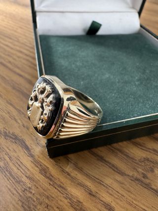 Anillo sello oro 14k - escudo armas