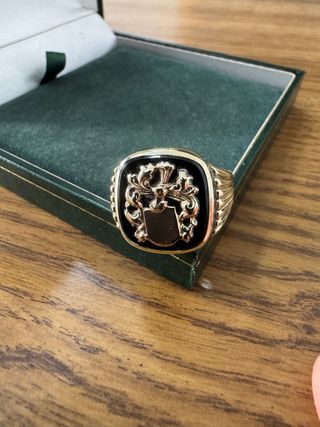 Anillo sello oro 14k - escudo armas
