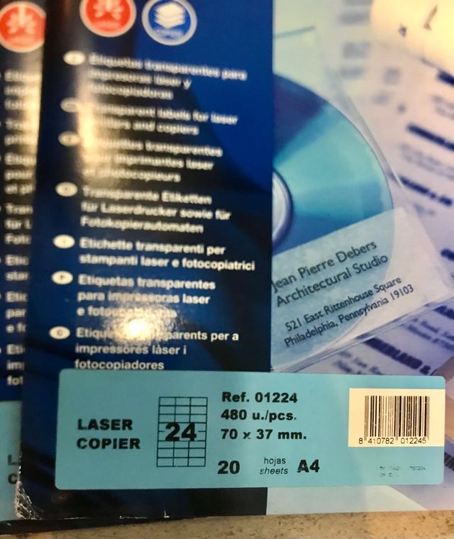 Etiquetas transparentes APLI Laser A4