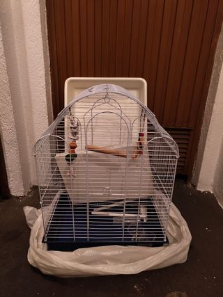 Jaula pajaros - blanca y azul