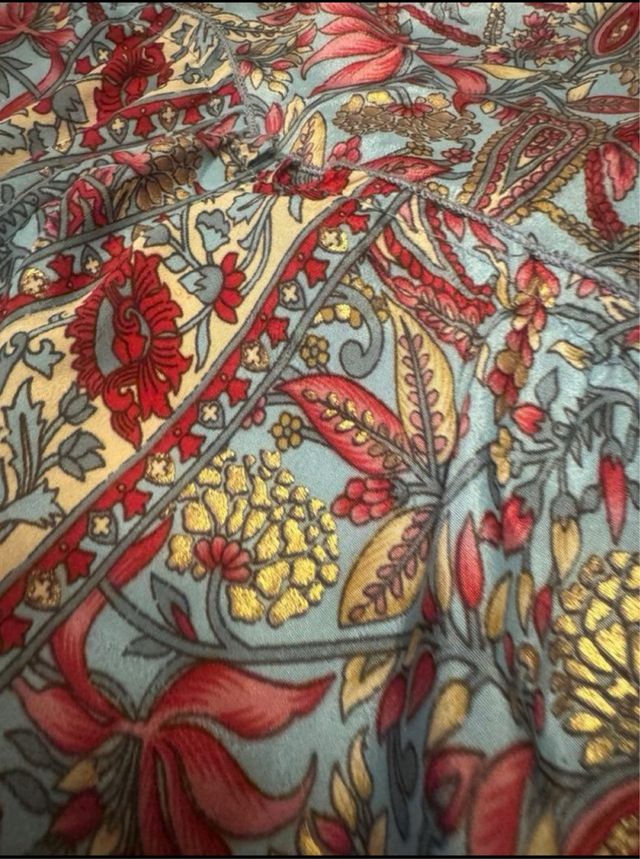 Vestido boho largo azul y rojo