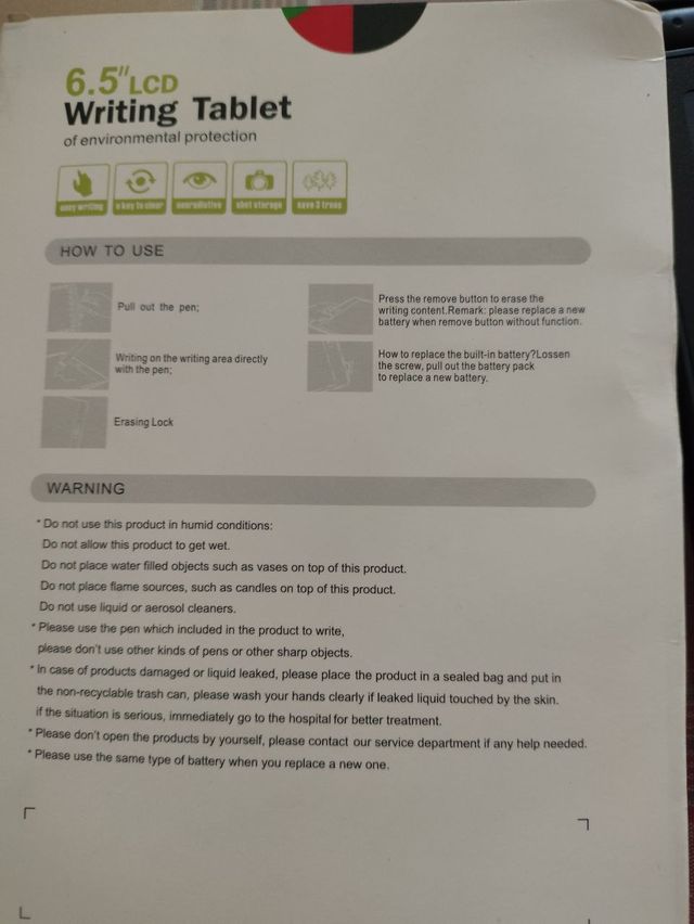 Tablet escritura LCD 6.5" pizarra magica