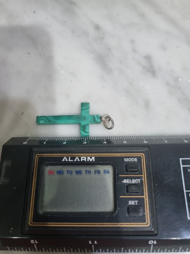 Ciondolo Croce Malachite Argento