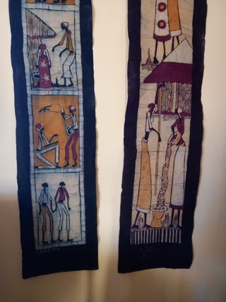 2 arazzi batik africani tessuti etnici