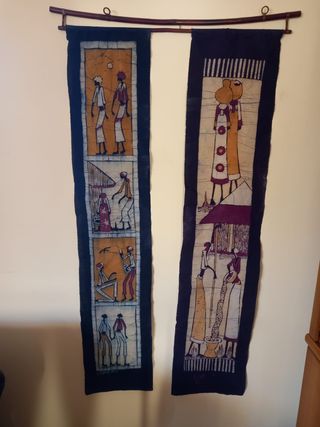 2 arazzi batik africani tessuti etnici
