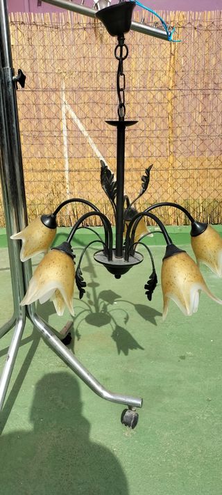 Lampara forja 5 tulipas
