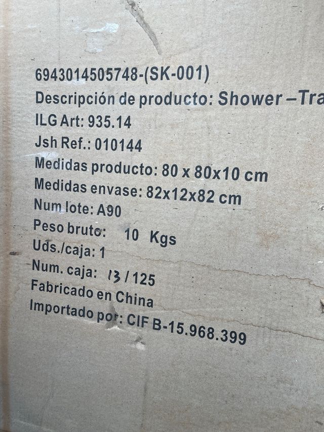 plato de ducha de poliester. medidas 80x80x10