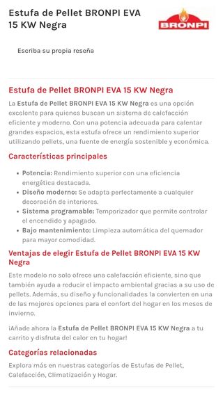 Estufa pellets 14kw - seminueva