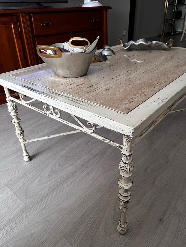 Mesa centro mármol travertino