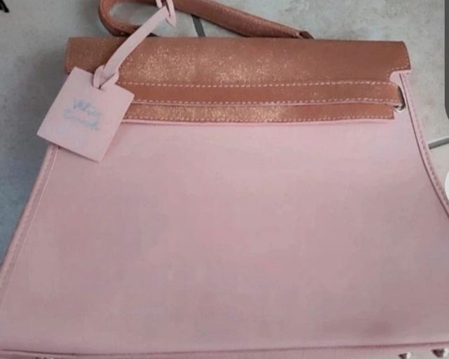 Borsa a tracolla rosa cipria con dettaglio glitter