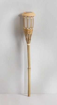 Torcia solare LED Tasya 55 cm in bambù