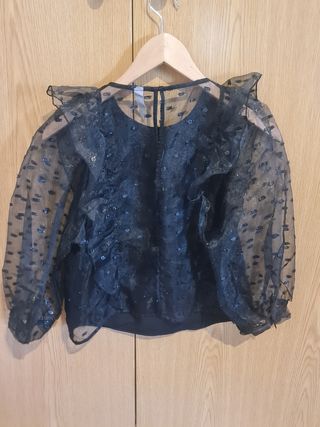 Blusa negra Mango talla S