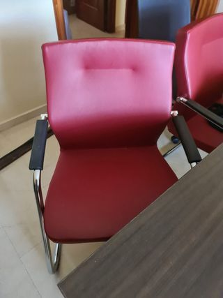 Sillones oficina piel roja (2)