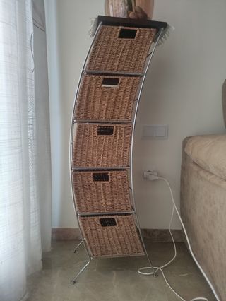 Mueble auxiliar vintage - Estantería de mimbre