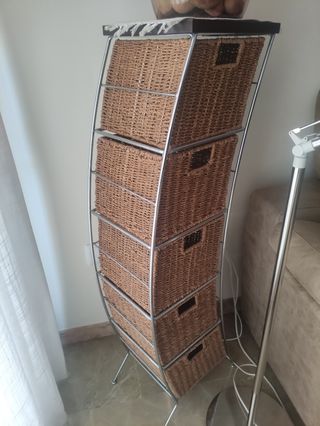 Mueble auxiliar vintage - Estantería de mimbre
