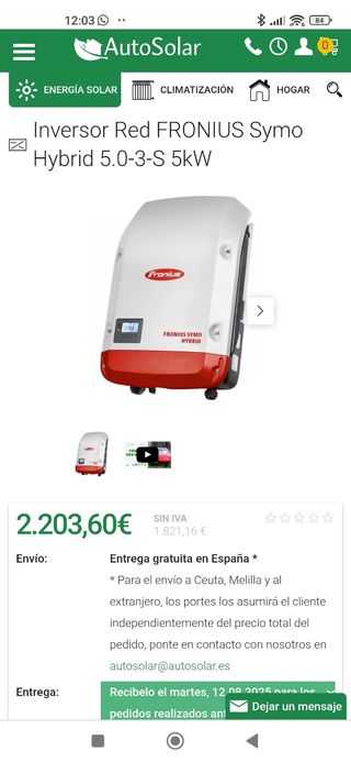 Inversor Fronius Symo Hybrid 5kW