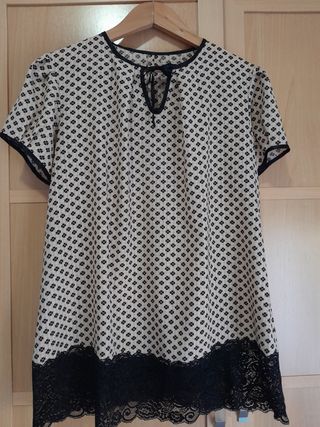 Blusa premamá beige c/negro
