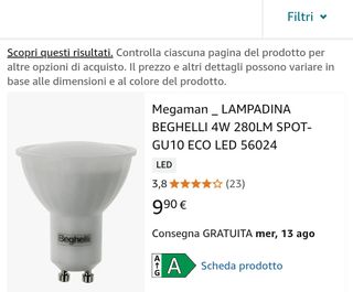 2 Faretti Beghelli GU10 ECO LED 4W