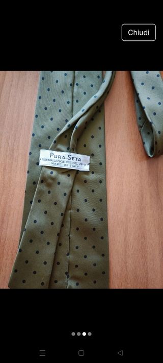 Cravatta seta verde oliva - punti neri