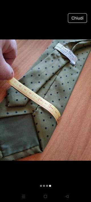 Cravatta seta verde oliva - punti neri