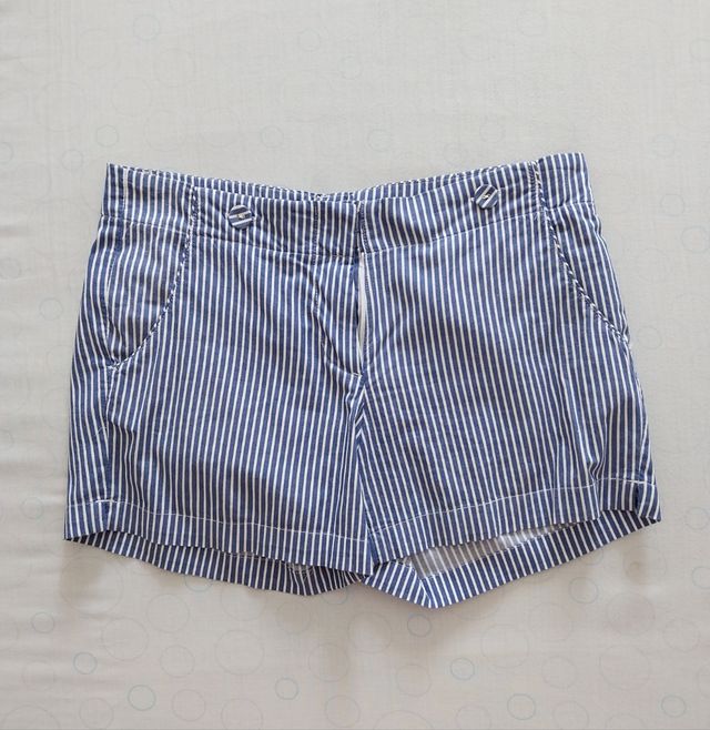 Pantalon corto/Shorts mujer rayas azul-blanco, 38