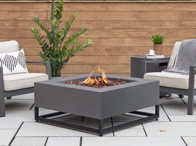 Mesa fogata exterior gris / braseros a medida