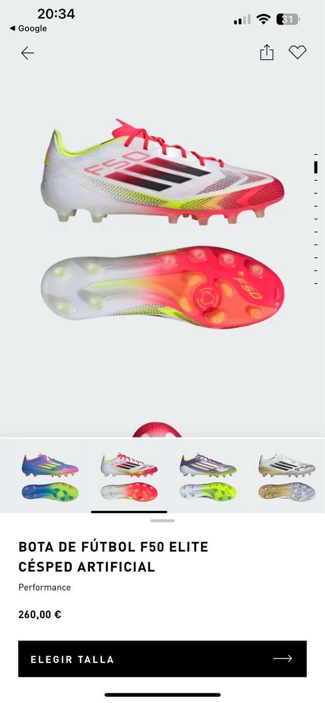 Adidas F50 elite performance - Rojas y Blancas