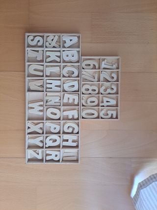 Abecedario y numeros de madera