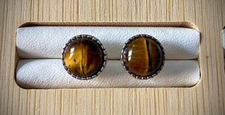 Pendientes de Ojo de Tigre en Plata
