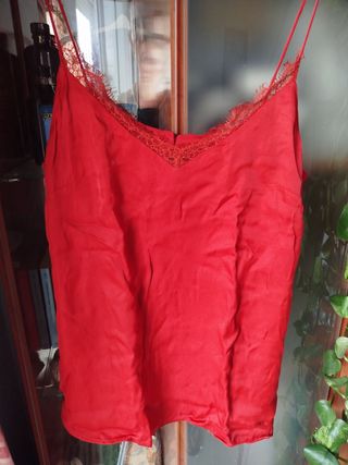 Top lencero Rojo Mango M 38 Tirantes