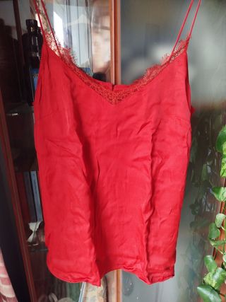 Top lencero Rojo Mango M 38 Tirantes