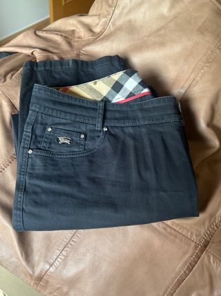 Pantalón Burberry 48 Azul Marino. Mujer