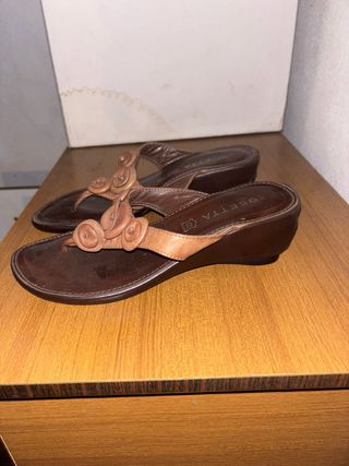 Ciabatte Rosetta pelle marroni beige 35