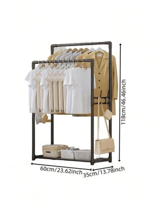 perchero doble metálico negro - 2 barras