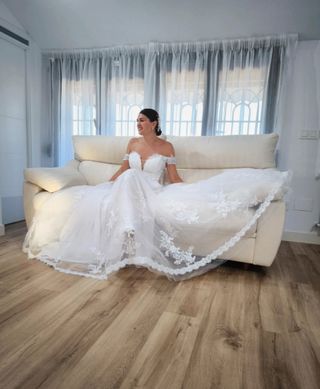 Vestido novia romántico blanco