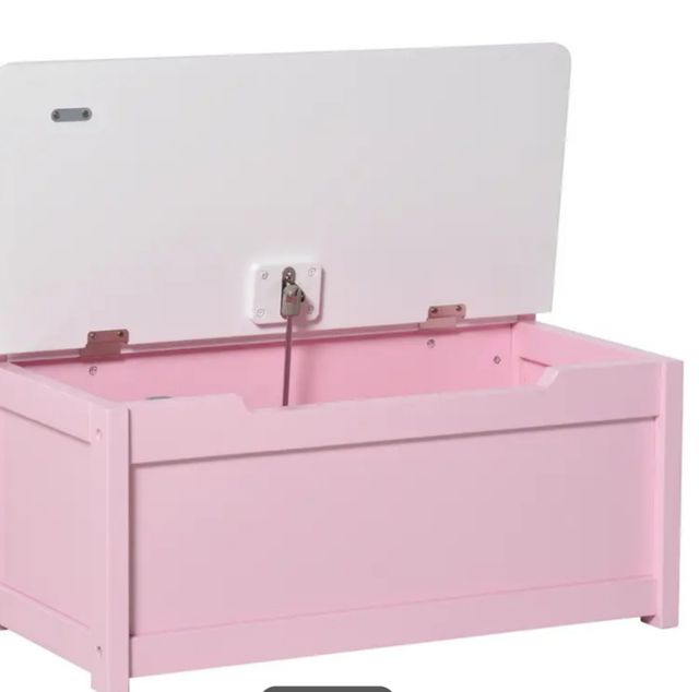 Banco baúl infantil rosa