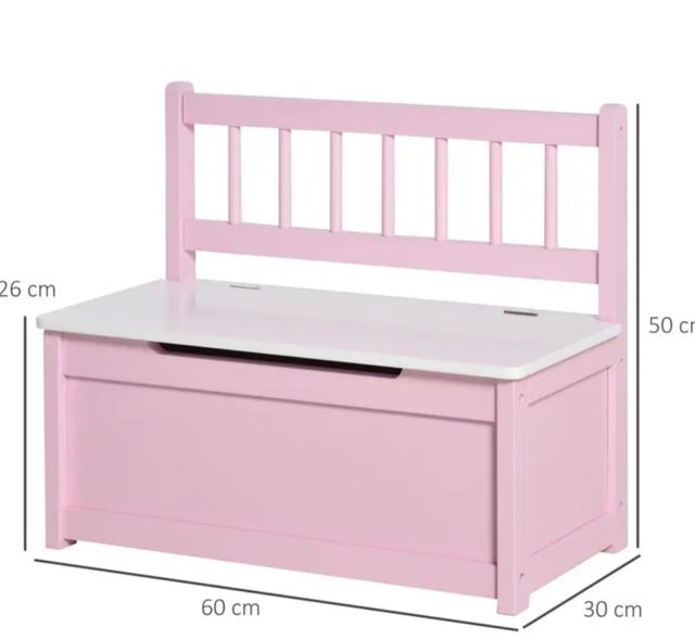 Banco baúl infantil rosa