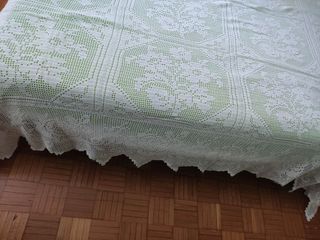 Copriletto cotone bianco fatto a mano
