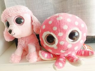 2 Peluches Ty Beanie Boos: Perro & Pulpo