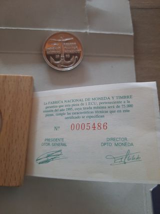 Moneda 1 ECU España 1995 Armada Española ancla