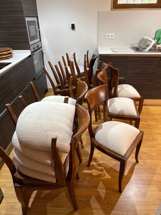 12 sillas comedor madera de teka de diseño