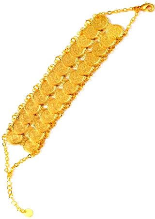 Pulsera de monedas chapada en oro 18 kilates 