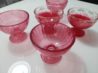 5 Copas Helado Vintage Rojas