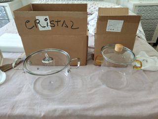 Olla de cristal con tapa