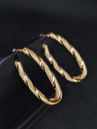 Pendientes oro 18k ovalados rizados051-04-00340