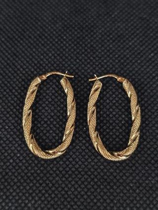 Pendientes oro 18k ovalados rizados051-04-00340