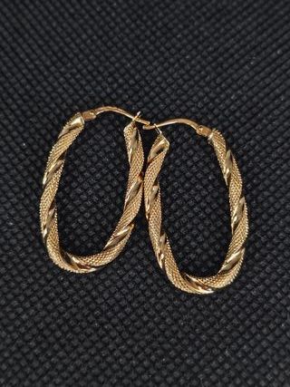 Pendientes oro 18k ovalados rizados051-04-00340