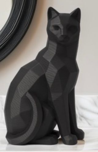Statua Gatto Elegante in Stampa 3D – Nero, Grigio