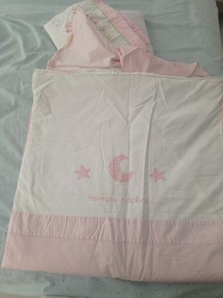 Sábanas bebé - Rosa y Blanco